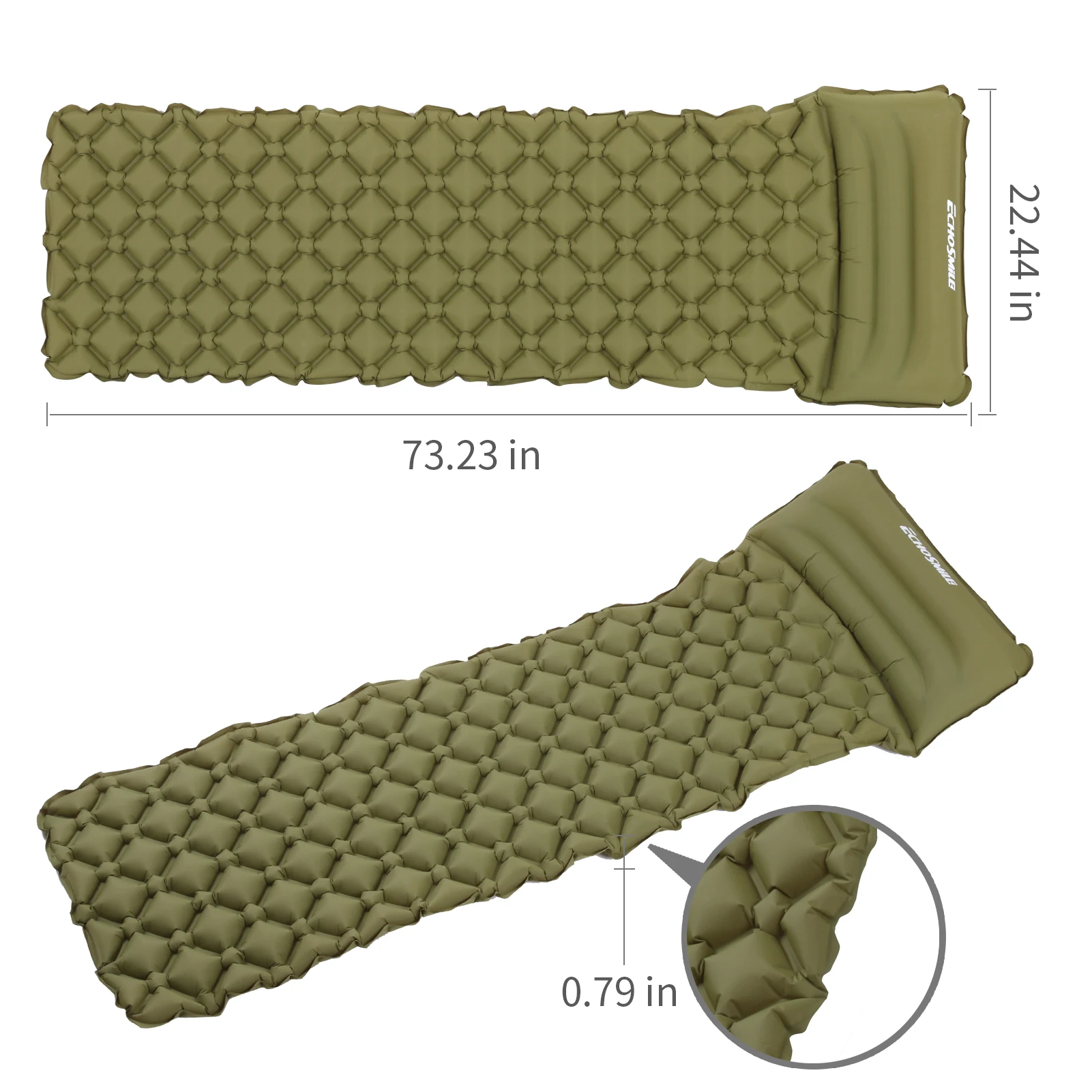 

EchoSmile Camping Sleep mat Inflatable Camping Mat with Pillow Ultralight Air Sleeping Pad for Outdoor Camping Hiking Backpack