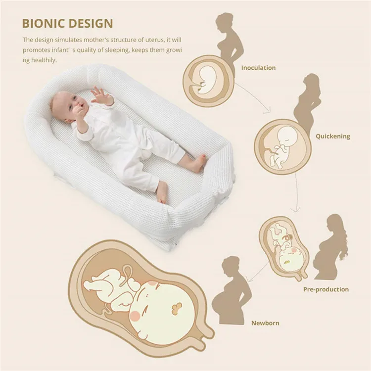 Best mother's love 100% organic 3D cotton portable baby lounger co-sleeper
