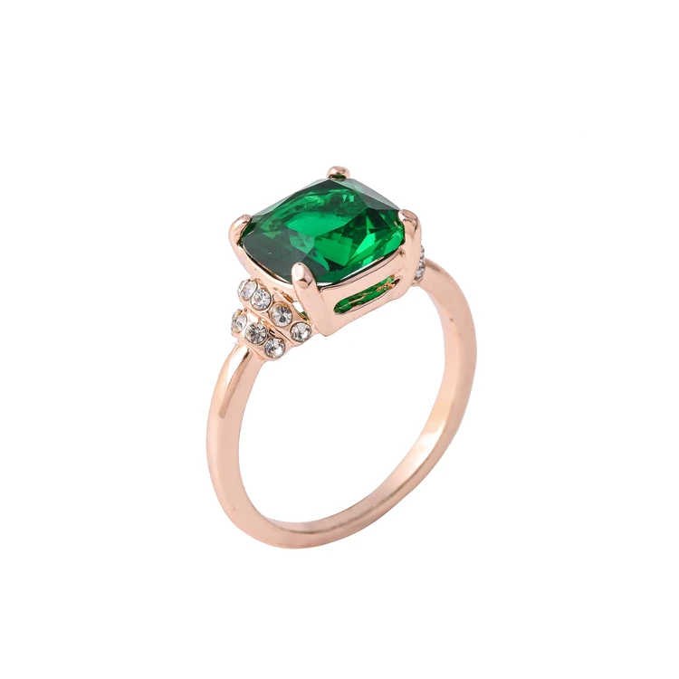 

Best Selling Durable Gold Alloy Bohemia Engagement Ring Ladies Emerald AA_A CZ Gemstone Ring