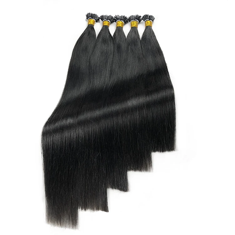 

Prebonded hair extensions Best quality 22 inch virgin black straight single drawn human hair I tip Micro link hair extensions