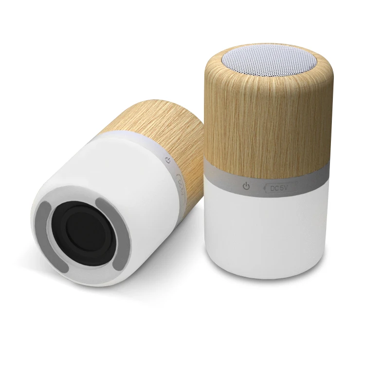 

2021 bamboo wood wireless speaker BT speaker with LED lamp
