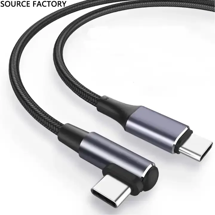 

90 Degree Usb C To C 20v 5a Fast Charging Cable Phone accessory Nylon Braid Single Elbow Right Angled Usb C Pd 100w Cable