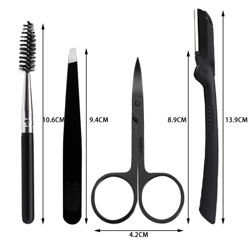 

China custom made 4 piece eyebrow trimer Stainless steel eyebrow knife tools for Eye brow