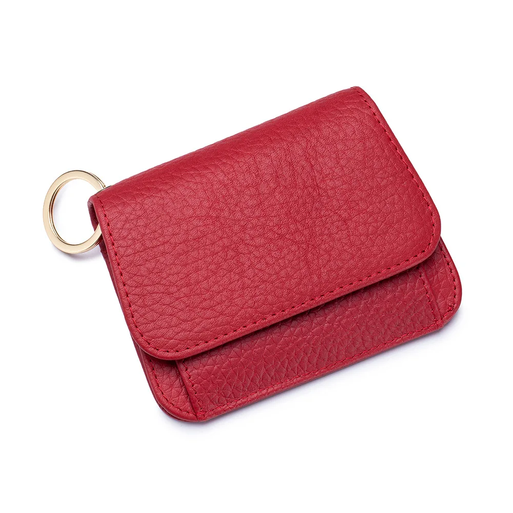 

2021 new Korean version of the leather women's wallet short leather solid color buckle multi-card pocket wallets, Picture