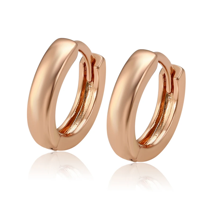 

A00549892 Xuping Simple Jewelry rose gold plated color circle shape plain hoop earrings for women, Rose gold color