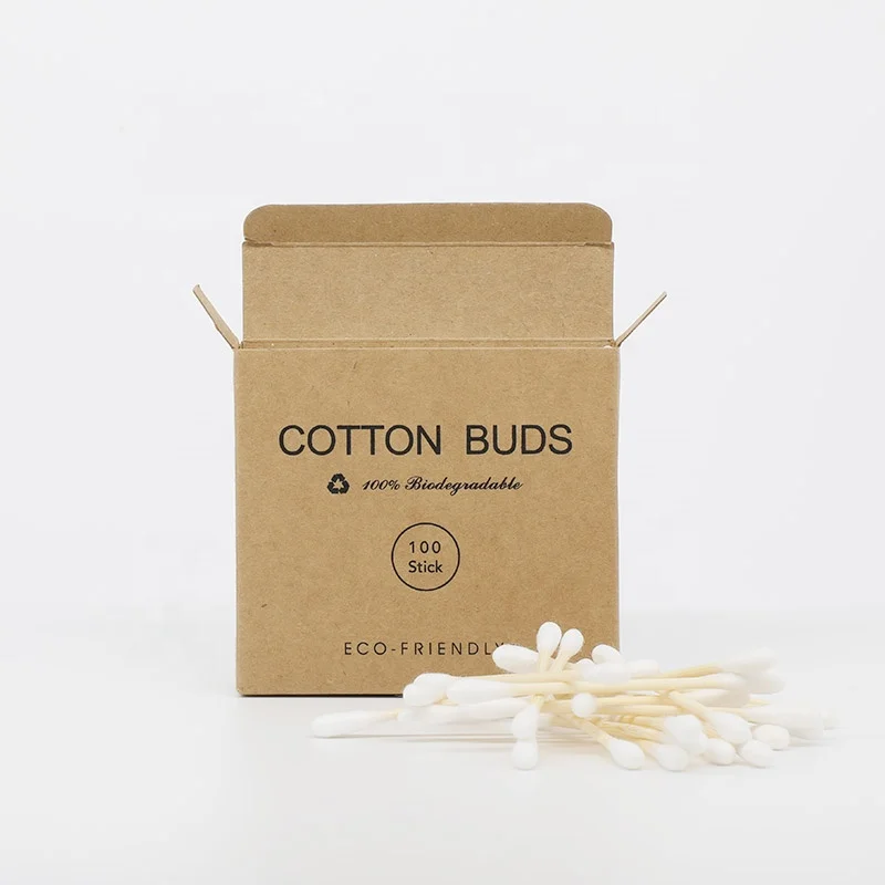 

100pcs bamboo stick cotton buds in fully customized cardboard box, Orginal