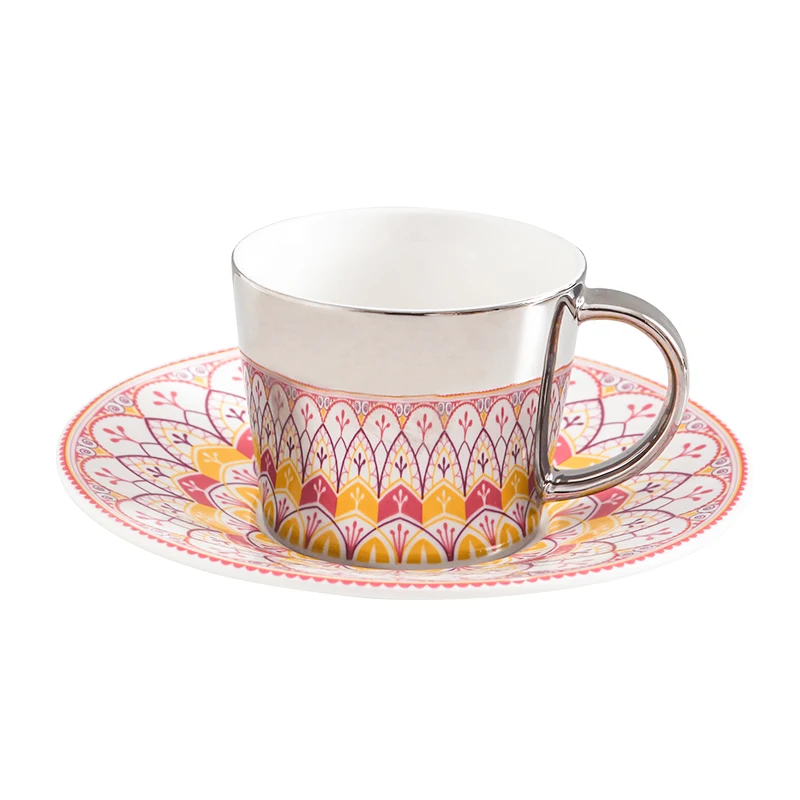 

New design custom fancy anamorphic ceramic mirror espresso coffee tea cups and saucer