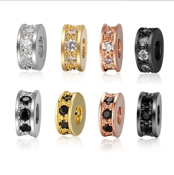 

Micro Pave Zircon Round Charm Brass Spacers Beads for Jewelry Craft Making, Picture