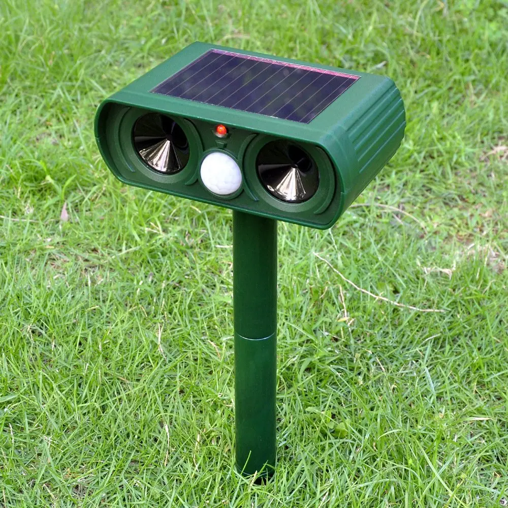 

Pigeons Snake Bird Mouse Dog Animal Ultrasonic Scare Device Repeller with Solar Pir Sensor for Farm Orchard Garden, Green