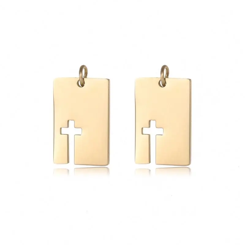 

Gold-plated stainless steel square hollow cross necklace accessories pendant necklace female fashion simple accessories