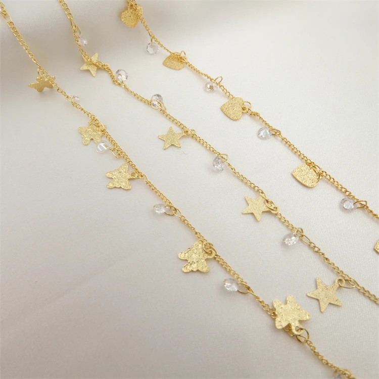 

plated gold chains 18k gold plated micro pave butterfly chian Gold plated necklace chain