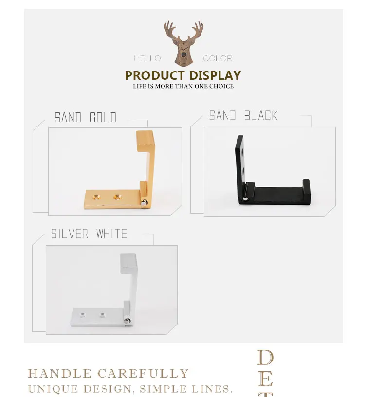 High Quality White Black Gold Foldable Hookwall Mounted Folding  Coat Hanger Adjustable Hook