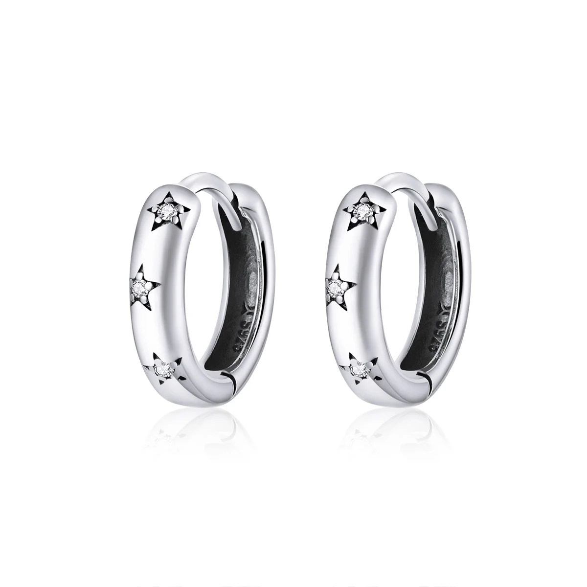 

Silver 925 Jewelry Spraking Star Minimalist Ear Hoops Earring