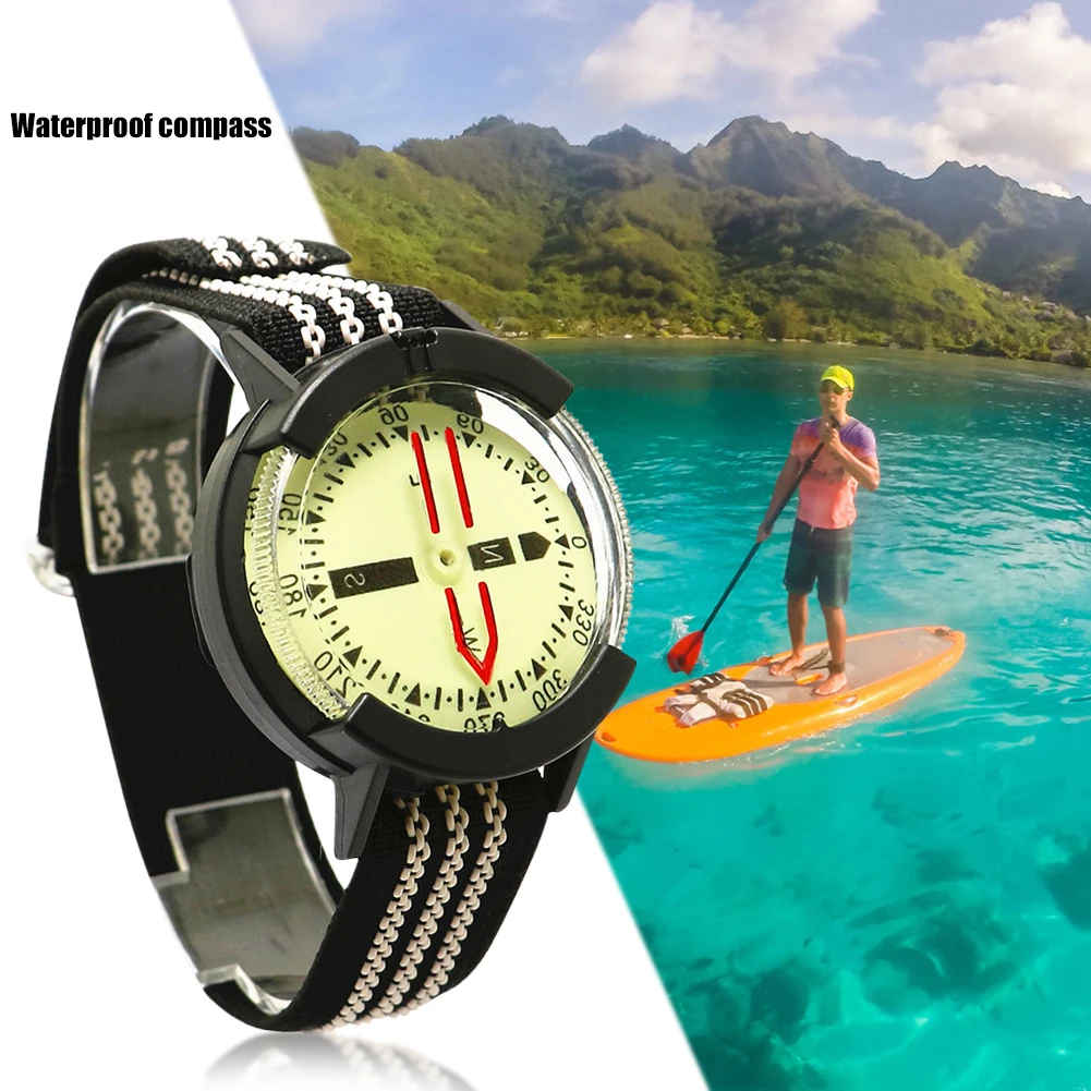 

Camping Boating Orienteering Map 50m Waterproof Diving Compass Underwater Caving Camping Hiking Fluorescent Watch