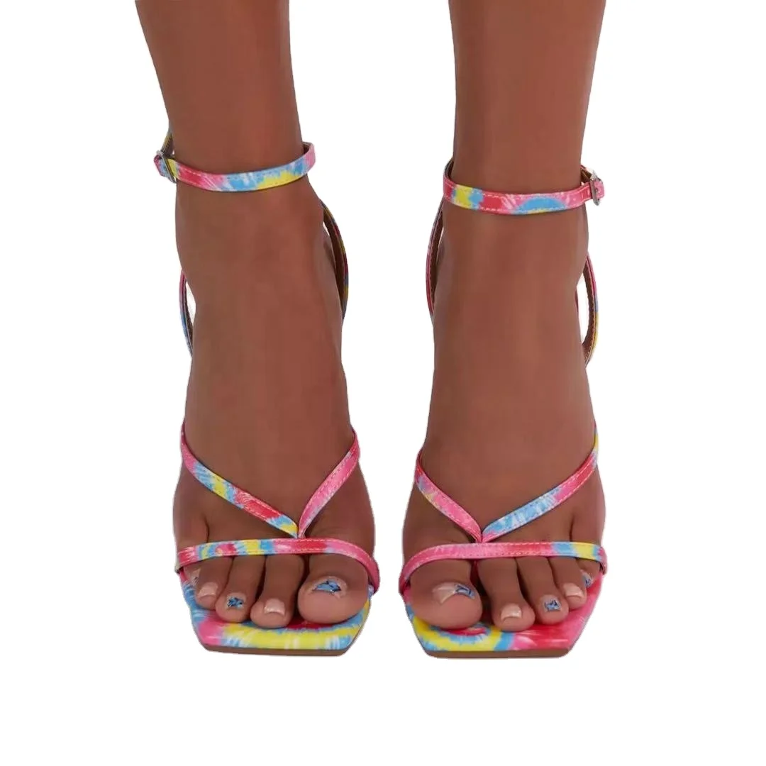 

Candy Color Summer New Stylish Colorful Straps High Heels Shoes Fashion Sexy Lace Up Heel Sandals for Women and Ladies