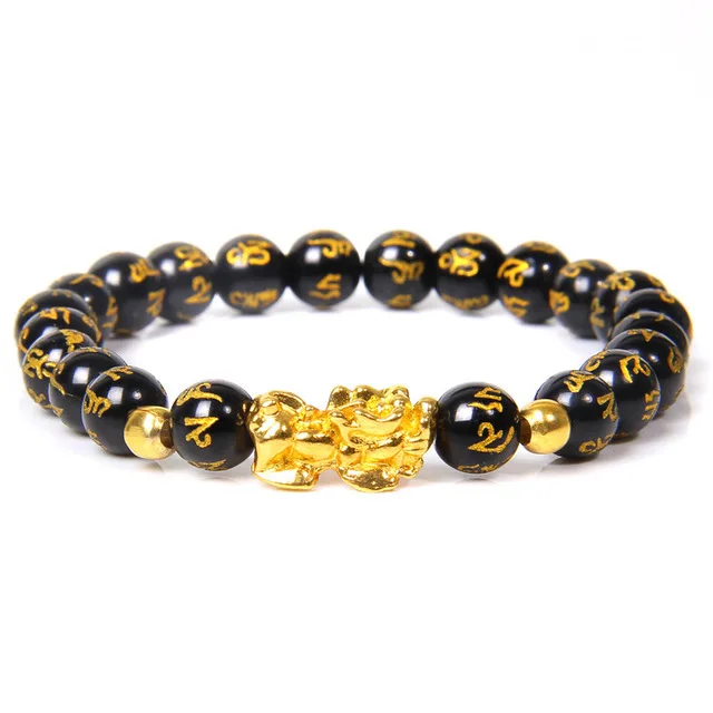 

men obsidian tiger eye natural stone pixiu beaded fengshui mantra bracelet, amazon selling gold fengshui pixiu bracelet, As is or customized