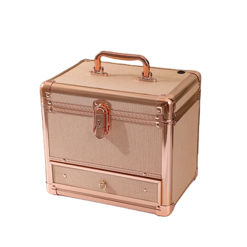 

Customized high-grade cosmetic aluminum alloy edging storage box with lamp