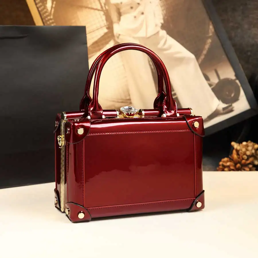 

Women's shiny color handbags 2021 new fashion high-end calfskin handbags versatile one-shoulder messenger lunch box handbag tren