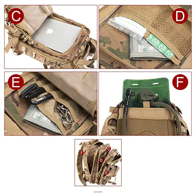
BSCI factory direct sale custom unisex hunting trekking running military tactical backpack 