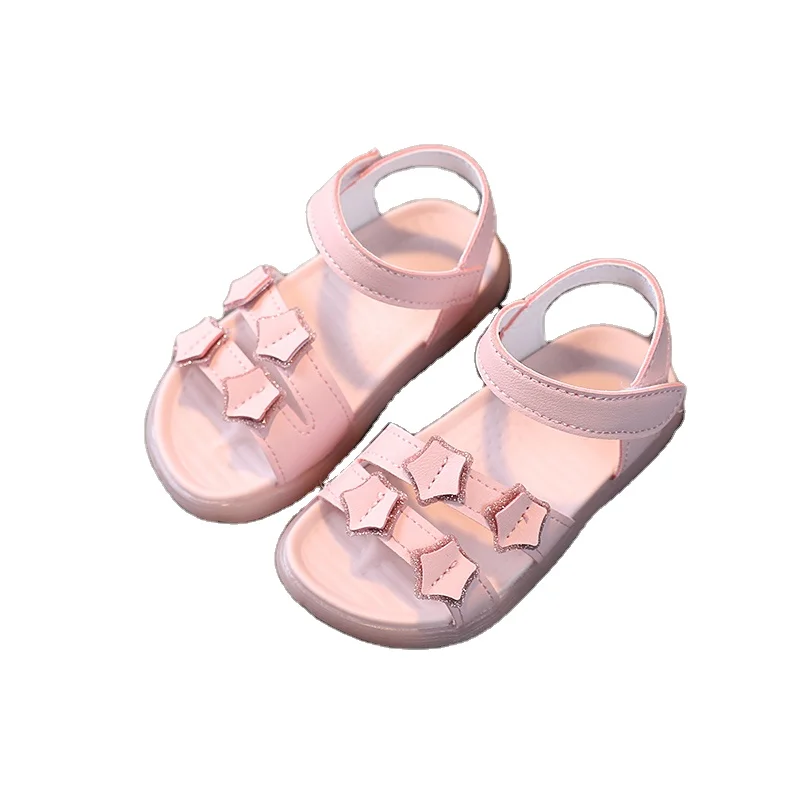 

Best Seller Girls Fashion Flat Sandals Children Baby Leather Sandals, White/pink