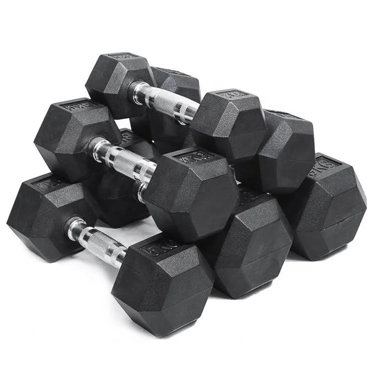

Hot Sale Weight Training Set Black Rubber Coated Hex dumbbell set sale hex rubber dumbbell set for Gym Fitness