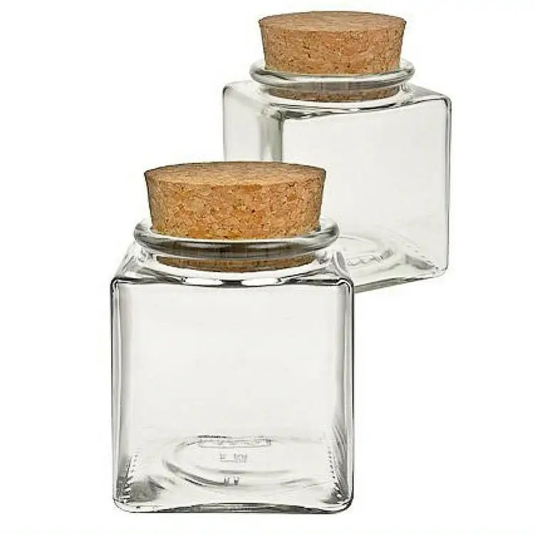 

200ml Jam Jelly Storage Container with Cork Lid Honey Square Glass Jars, Clear/customized