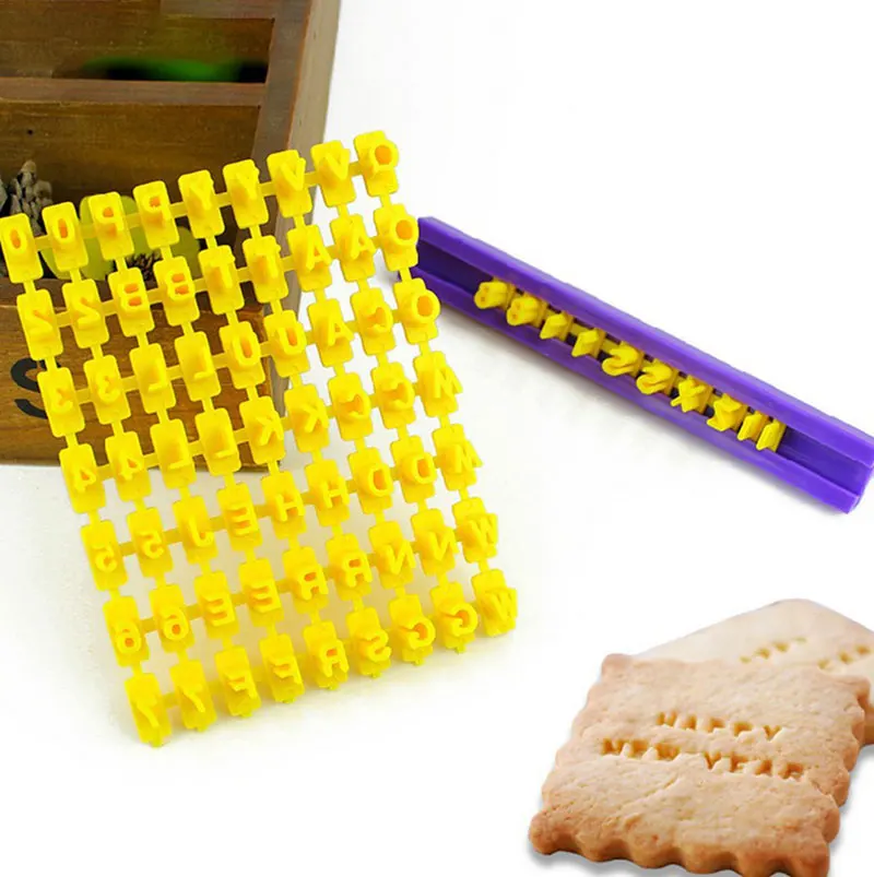 

Fondant Cake Alphabet Number Cookies Stamp Embosser Cutter Baking Seal English Letter Biscuit Mold Tool, Yellow