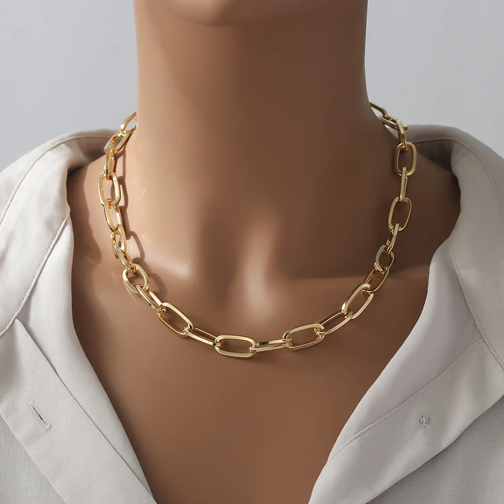 

Vershal B355 Trendy 18k Gold Plated Minimalist Personalized Chain Link Choker Necklace For Women