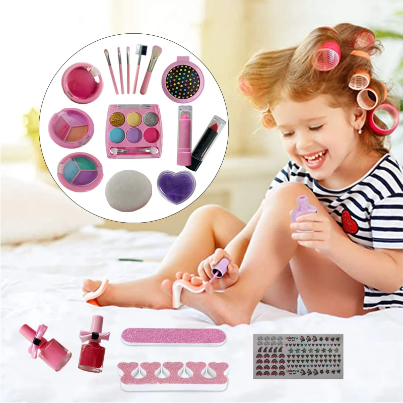 

free shipping Girls Makeup Set Princess Cosmetics bags Make Up Set For Kids Pretend Play Make Up Toys kids makeup box
