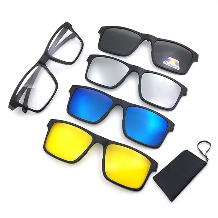 

2020 clip on vogue wooden sunglasses eyewear frame with spring 4 in 1 polarized magnet glasses