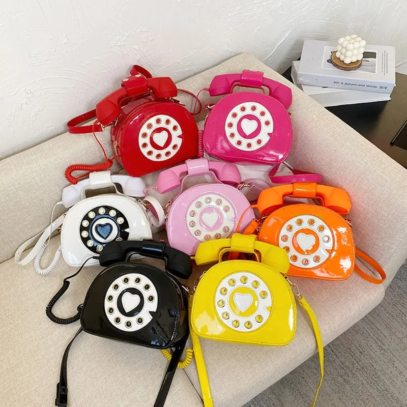 Creative Phone Shaped Handbags for Women Funny Personality Shoulder Bags Dial Telephone Shape Purse
