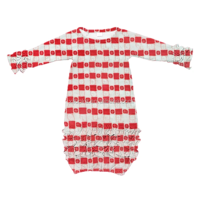 

Hot Sale New Design Style Kids Clothing Set Red Graphics Pattern Long Sleeve Baby gown, Picture