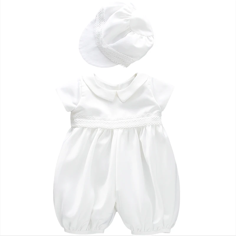 

DMFGD Baby Boy Pique Christening with Hat Baptism Outfit Christening Romper Baptism Cloth