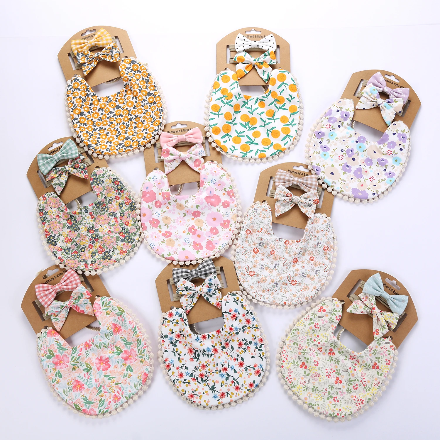 

New 3pc/set Infant Baby Girl Bibs Double Side Cotton Embroidery Bibs Toddler Saliva Towel Feeding Burp Kid Clothes With Bows