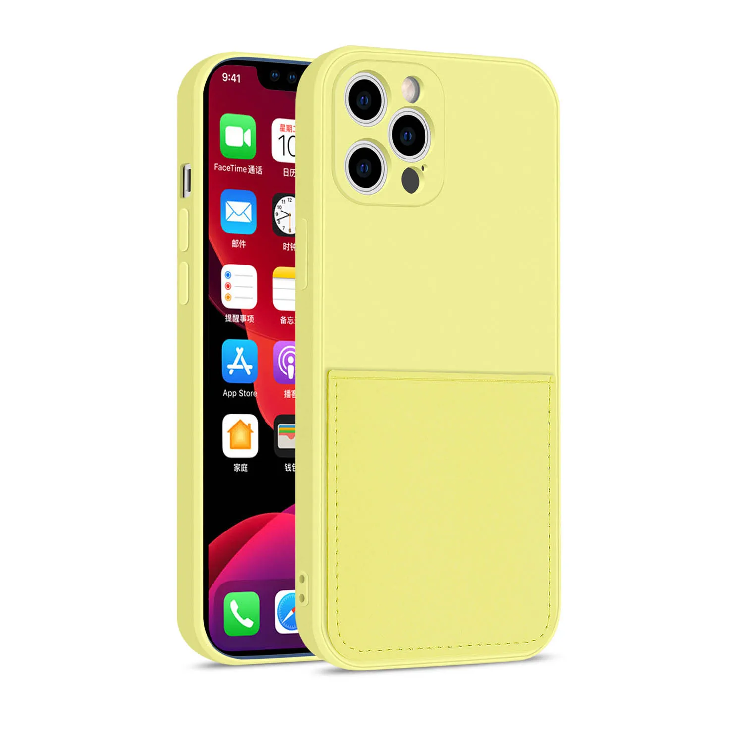 

Liquid silica gel Phone case For iPhone 13 Pro case card slot All-inclusive Phone Cover for iPhone 12 pro max mobile phone bags, As pictures shows