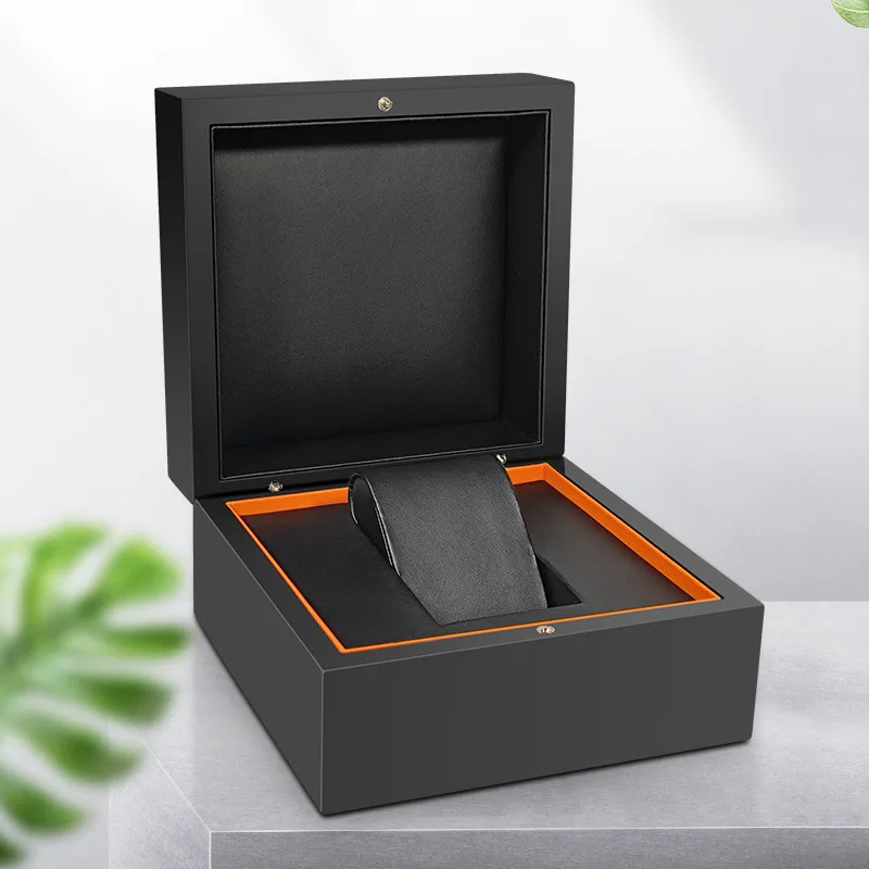 

New Arrival Jewelry Gift Storage Box Black Watch Wooden Box With Pu Leather Pillow, Black color