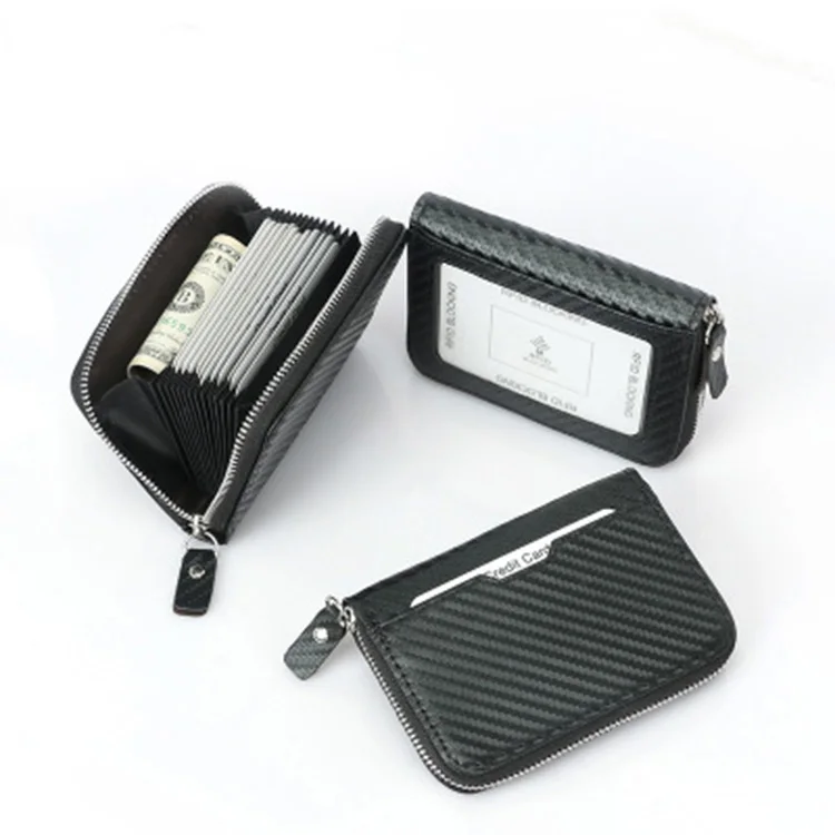 Customised Men Carbon Fibre Wallet Minimal Leather Card Holder Wallets