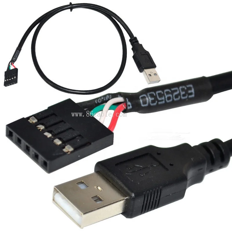 

50Cm Usb 2.0 A Male Plug To 1X 5Pin Female 0.1" 2.54 Usb Header Pcb Motherboard Cable Usb Data Baffle Cable, Black
