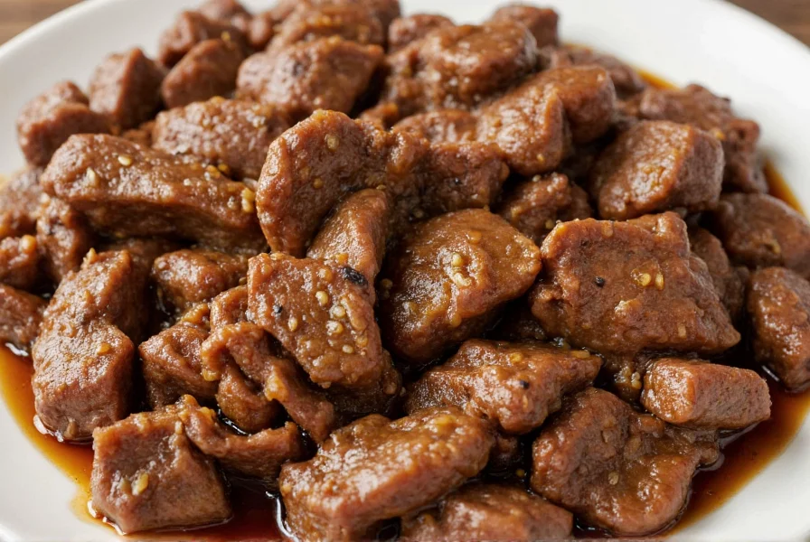 Perfectly cooked beef and black pepper stir-fry with visible cracked black pepper grains and glossy sauce coating tender beef strips