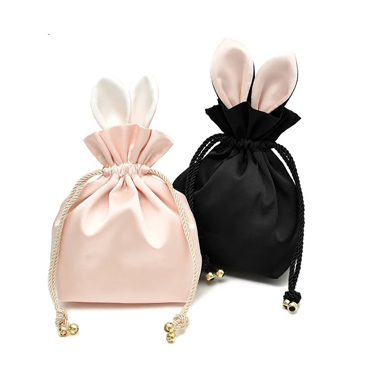 

Bunny Ears Drawstring Bag Hair Ball Cute Rabbit Cosmetic Silk Jewelry Storage Bag Portable Drawstring Pouch Bag, Customized