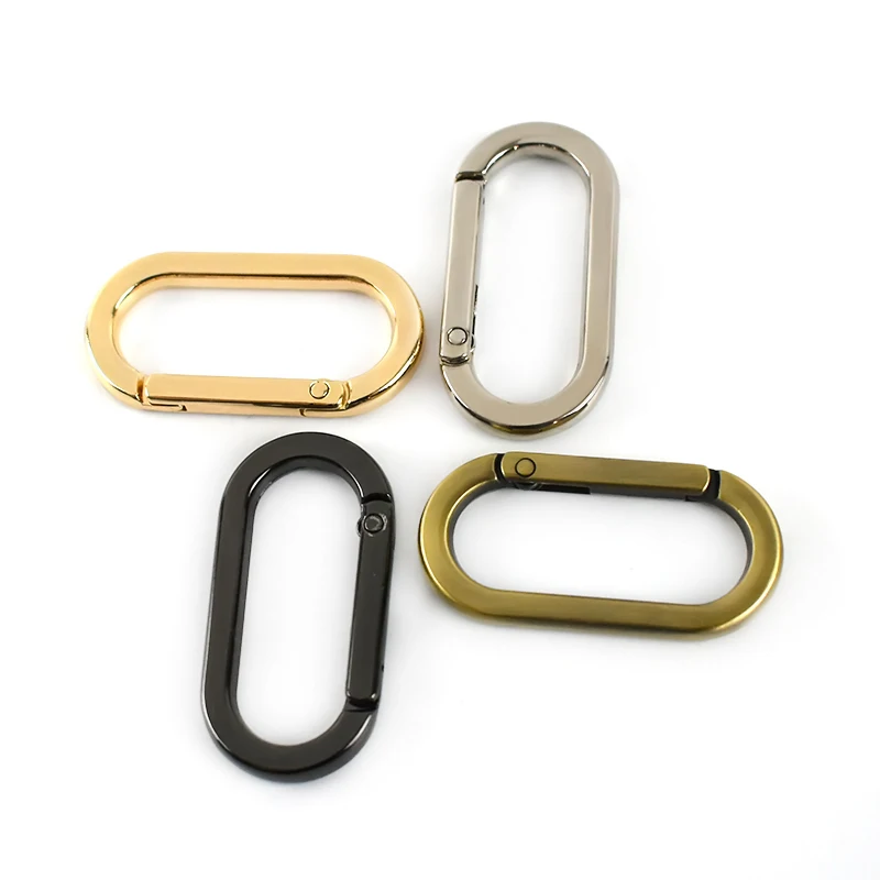 

Meetee BF695 35mm Rectangular Ring Buckle Leather Bag Belt Hardware Alloy Spring Oval Ring Can Be Opened Keychain, Gold,silver,gun black,bronze