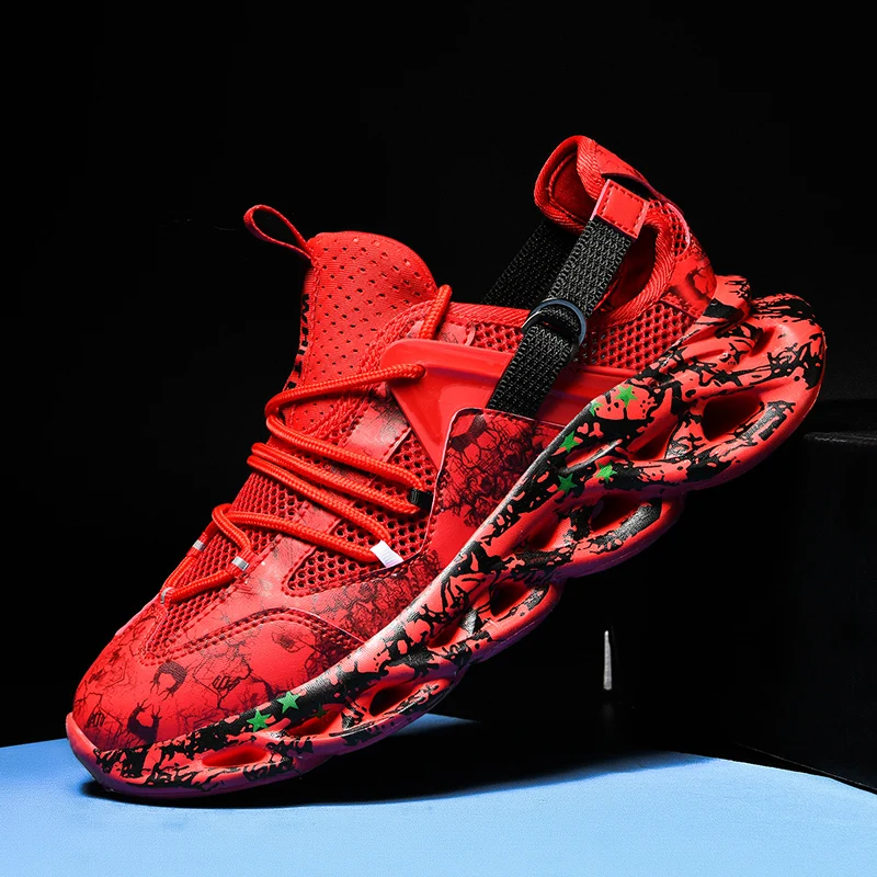 

Fashion Men's Hip Hop Street Dance Shoes Graffiti High Top Chunky Sneakers Spring Summer Casual Mesh Shoes Boys Zapatos Hombre, Black,white,red,green,yellow