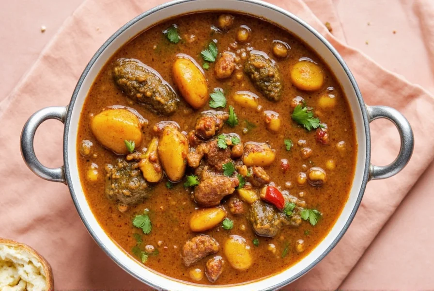Family enjoying gumbo around a dining table