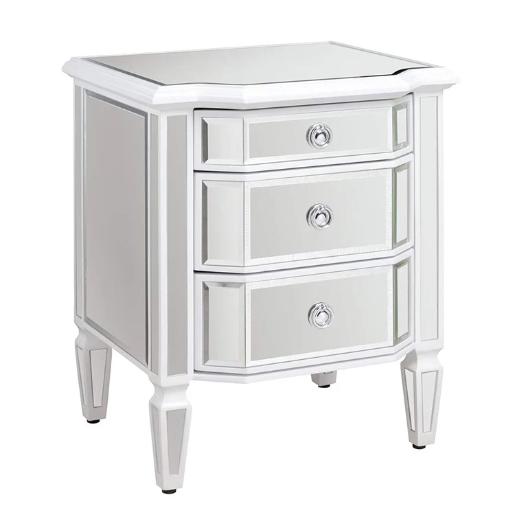 White Wooden Trimming Leonore Mirrored Bedside Table Mirror Bed Room Night Stand Buy Leonore Mirrored Side Table Mirrored Bedside Table Bedroom Furniture High Quality Bed Night Stand Product On Alibaba Com