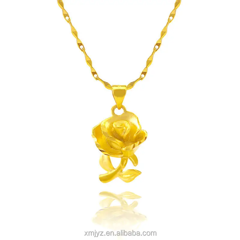 

Vietnam Placer Gold Rose Flower Pendant Female Flower Necklace Wechat Douyin Kuaishou One Piece Dropshipping E-Commerce Supply