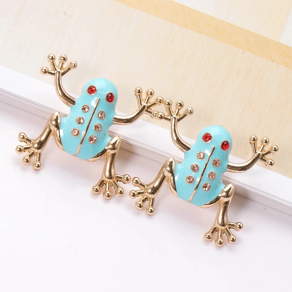 

Kaimei Metal Animal Ear Rings Jewelry Accessories For Women New Blue Cute Frog Crystals Stud Earrings Party Rhinestone Earrings, Many colors fyi