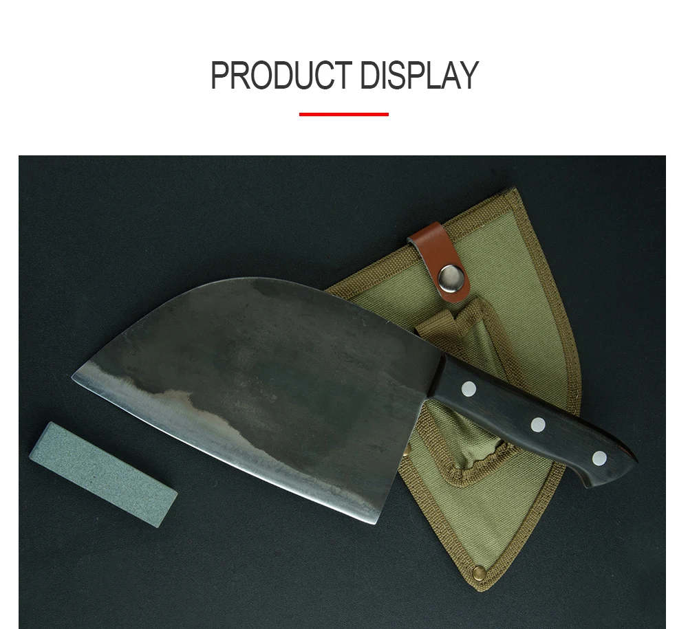 2020 Yangjiang Wood Handle Kitchen Butcher Knives Sharpener Stone Set