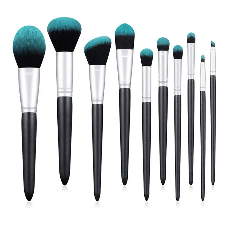 

2020 hot selling wholesale glowworm custom logo beauty tools Private label 10pcs makeup brush set, Black