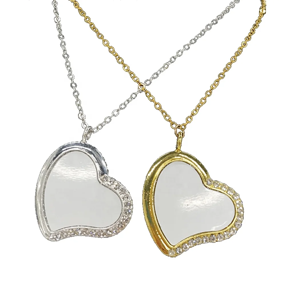 

SL-11 Sublimation Metal Necklace Heart Shape Sublimation Necklace for Custom Promotion Gifts, Gold color/silver gold