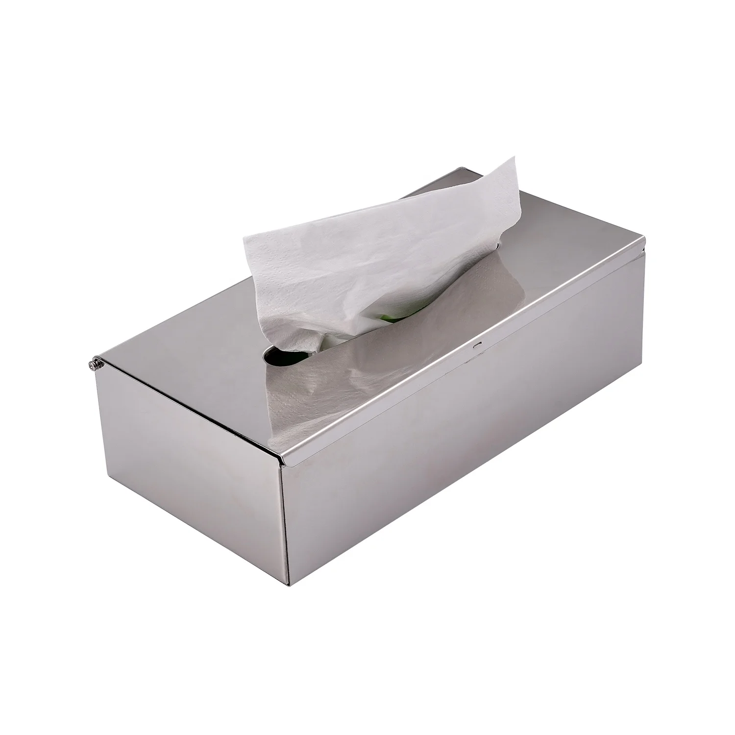 

Rectangular Stand Paper Facial Tissue Box Cover Holder Stainless Steel Metal Napkin Dispenser, Silver